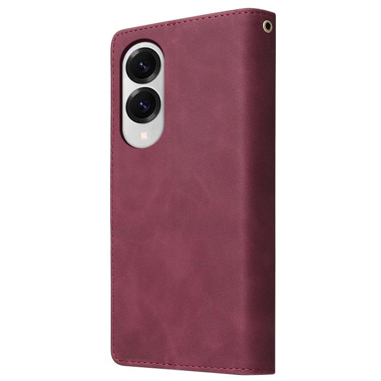 For Galaxy S25 Edge 5G Multifunctional Frosted Zipper Wallet Leather Phone Case