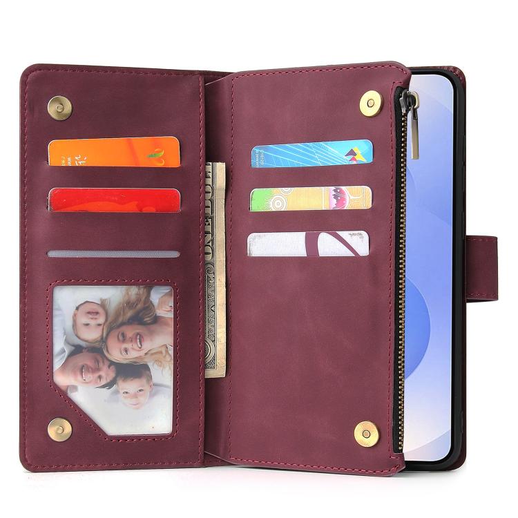 For Galaxy S25 Edge 5G Multifunctional Frosted Zipper Wallet Leather Phone Case