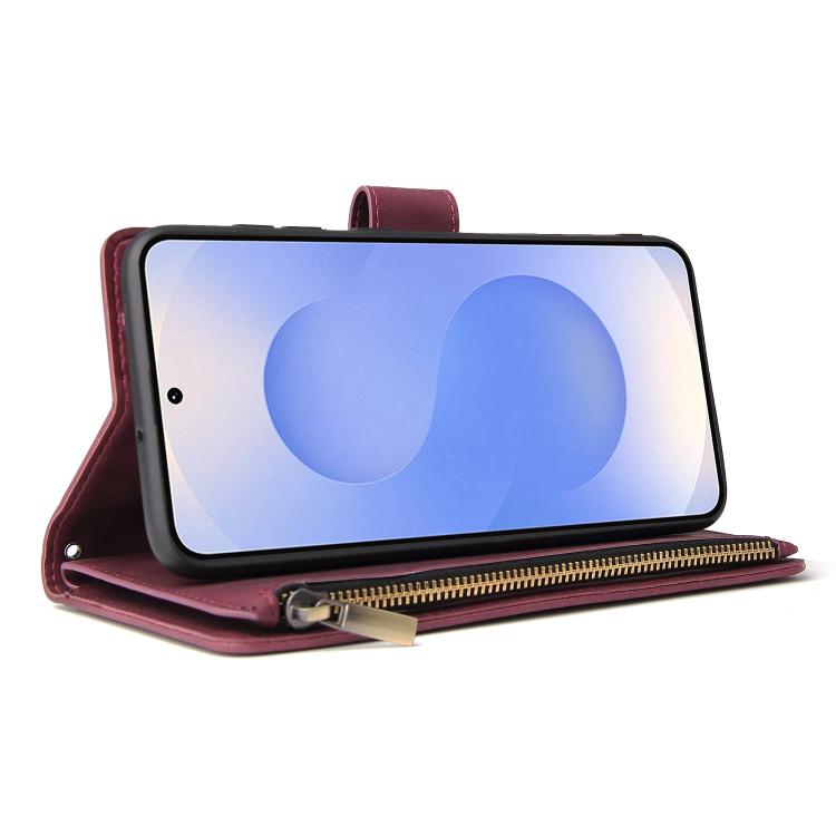 For Galaxy S25 Edge 5G Multifunctional Frosted Zipper Wallet Leather Phone Case