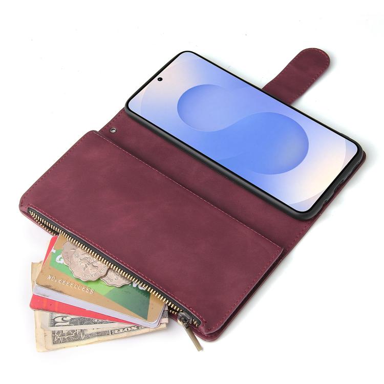 For Galaxy S25 Edge 5G Multifunctional Frosted Zipper Wallet Leather Phone Case