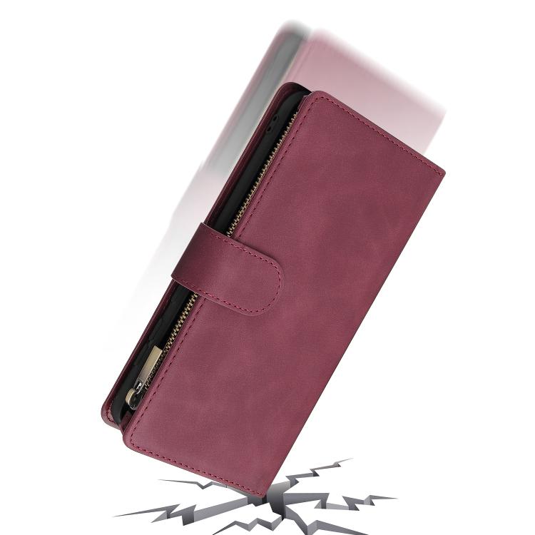 For Galaxy S25 Edge 5G Multifunctional Frosted Zipper Wallet Leather Phone Case