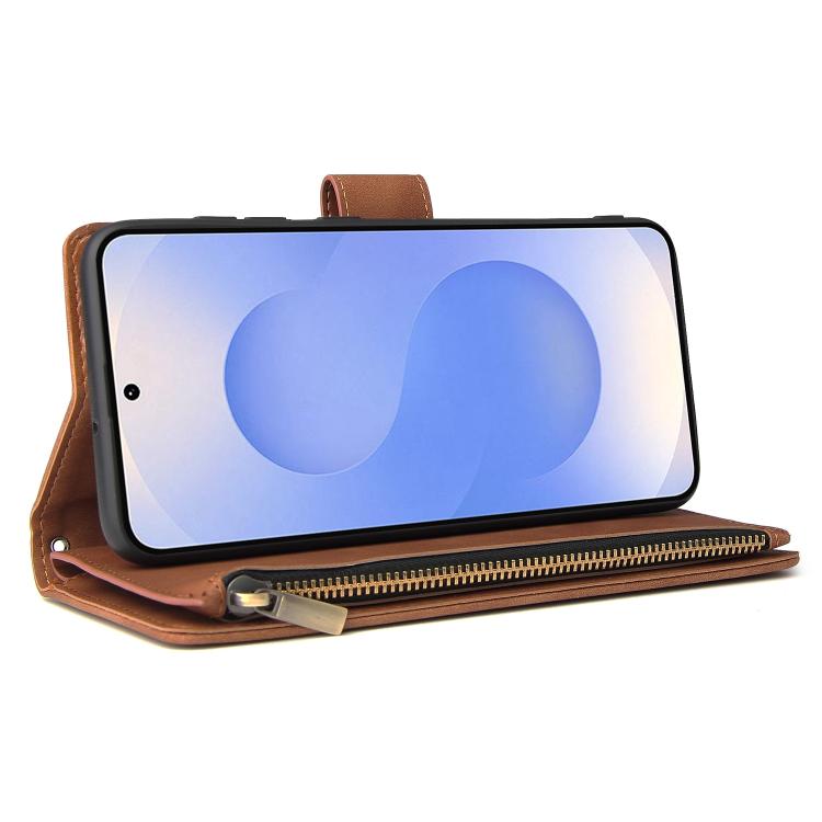 For Galaxy S25 Edge 5G Multifunctional Frosted Zipper Wallet Leather Phone Case