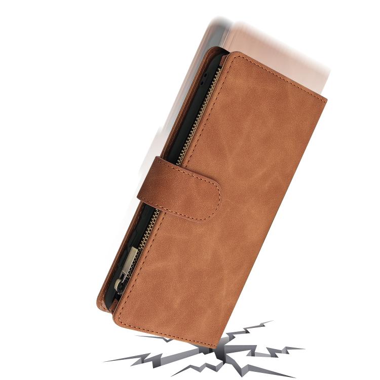 For Galaxy S25 Edge 5G Multifunctional Frosted Zipper Wallet Leather Phone Case