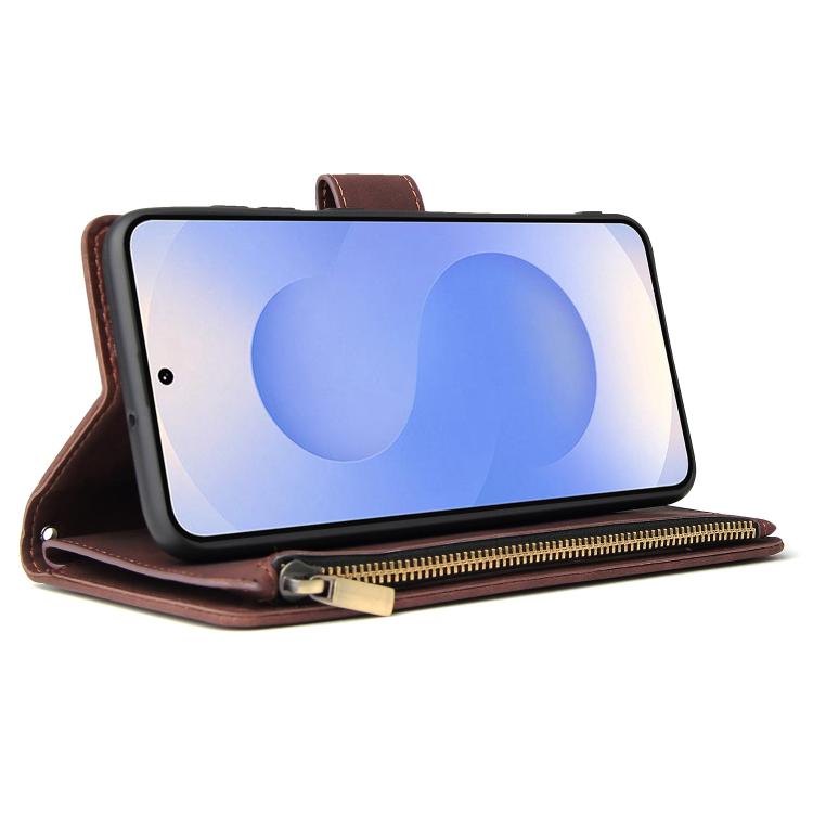 For Galaxy S25 Edge 5G Multifunctional Frosted Zipper Wallet Leather Phone Case