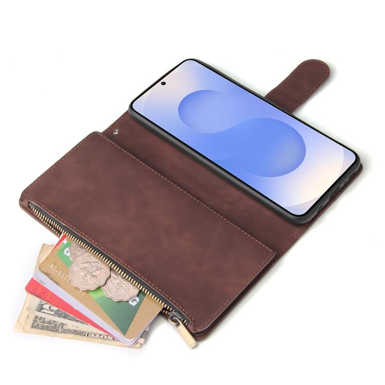 For Galaxy S25 Edge 5G Multifunctional Frosted Zipper Wallet Leather Phone Case