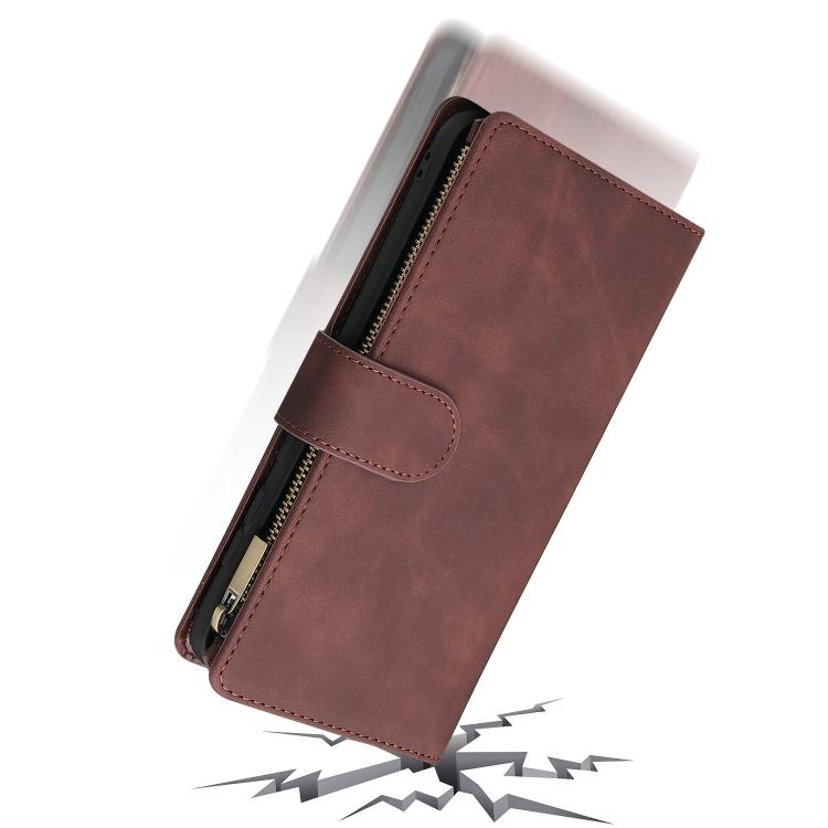 For Galaxy S25 Edge 5G Multifunctional Frosted Zipper Wallet Leather Phone Case
