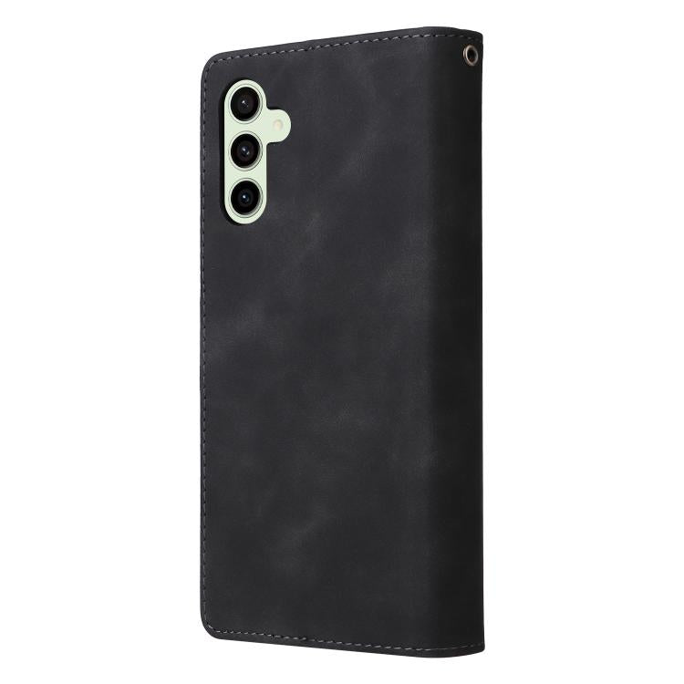 For Galaxy S24 FE 5G Multifunctional Frosted Zipper Wallet Leather Phone Case