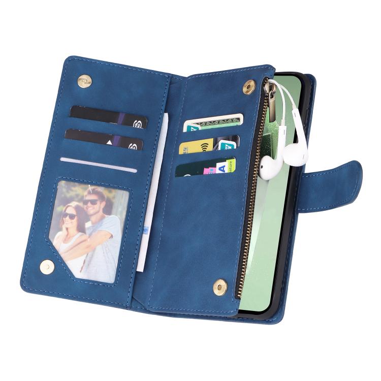 For Galaxy S24 FE 5G Multifunctional Frosted Zipper Wallet Leather Phone Case
