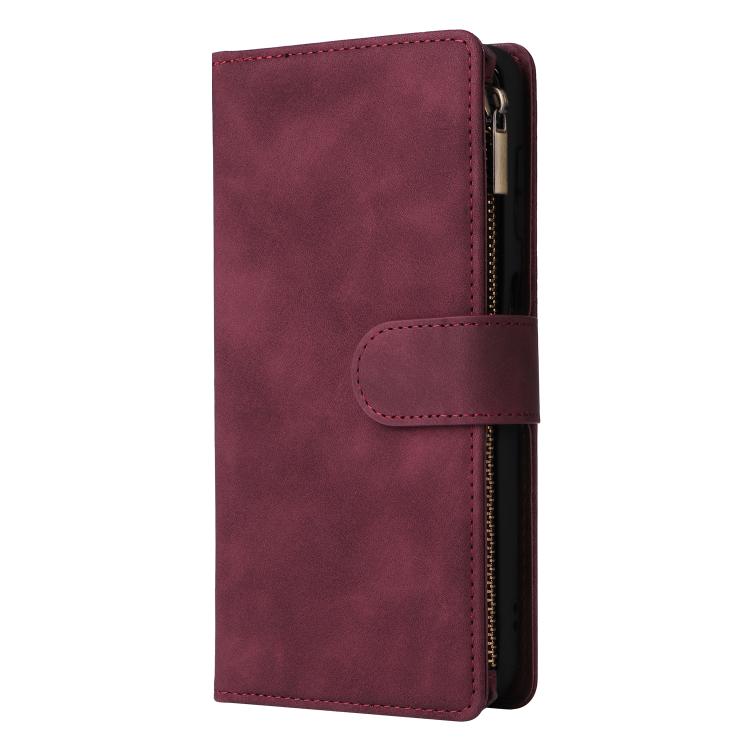For Galaxy S24 FE 5G Multifunctional Frosted Zipper Wallet Leather Phone Case