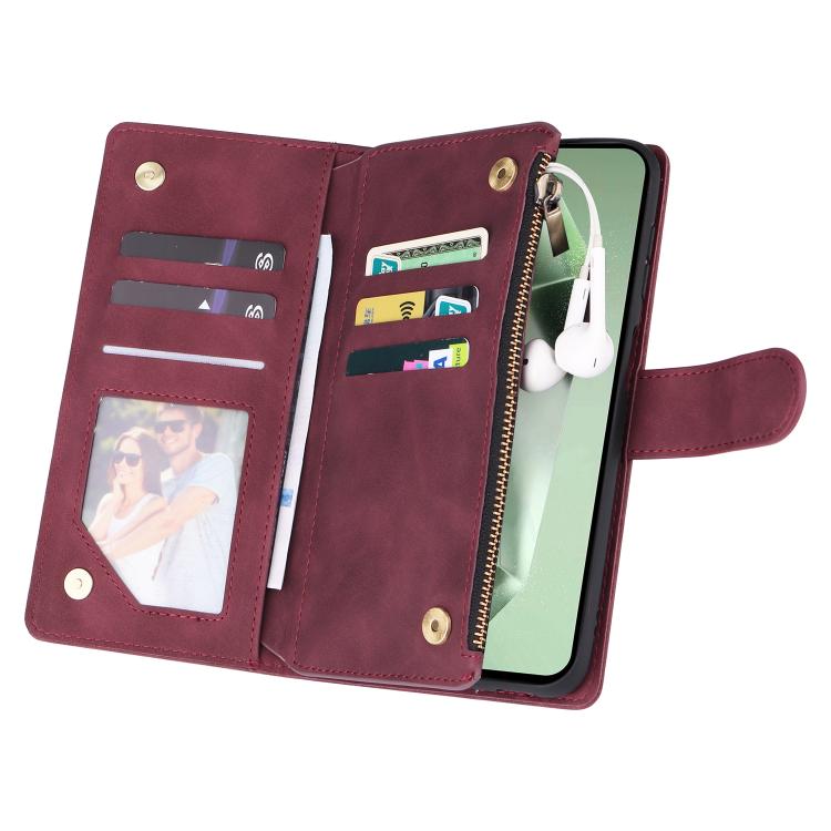 For Galaxy S24 FE 5G Multifunctional Frosted Zipper Wallet Leather Phone Case