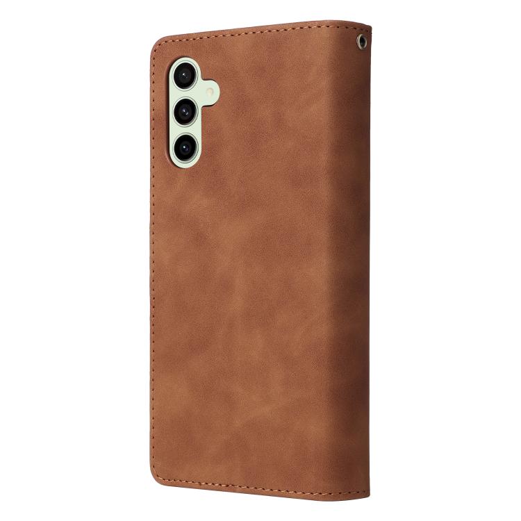 For Galaxy S24 FE 5G Multifunctional Frosted Zipper Wallet Leather Phone Case
