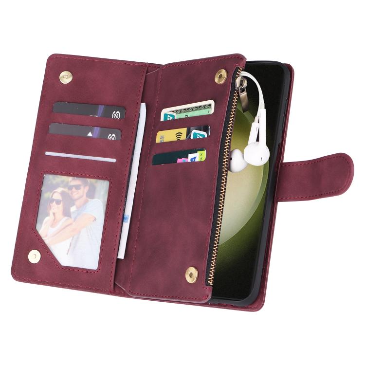 For Galaxy S23 FE 5G Multifunctional Frosted Zipper Wallet Leather Phone Case