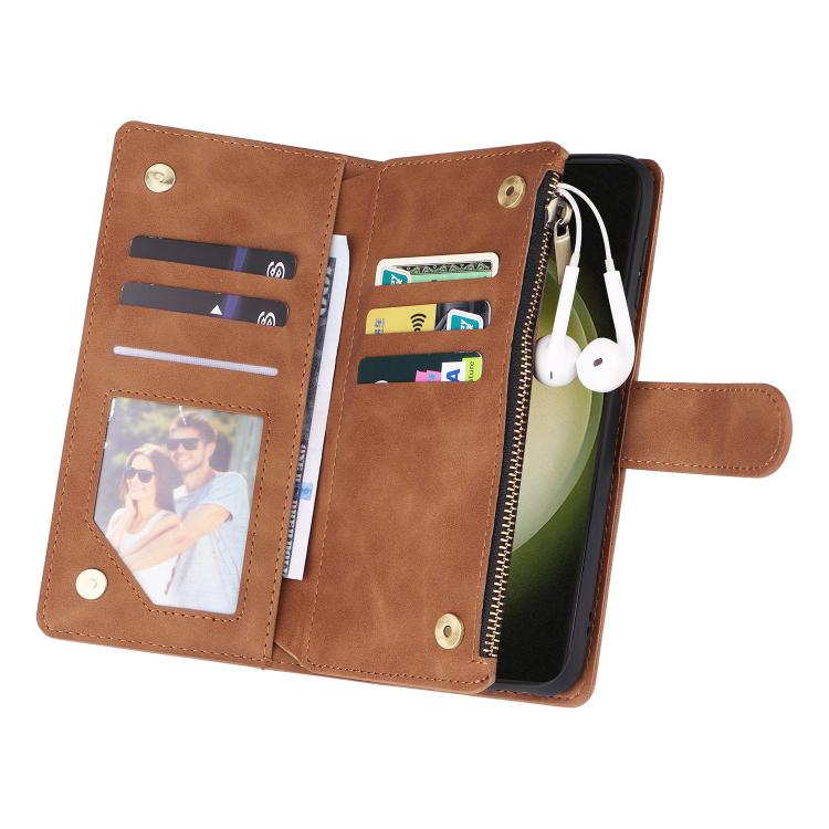 For Galaxy S23 FE 5G Multifunctional Frosted Zipper Wallet Leather Phone Case