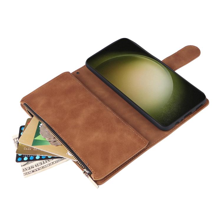 For Galaxy S23 FE 5G Multifunctional Frosted Zipper Wallet Leather Phone Case