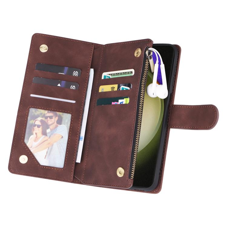 For Galaxy S23 FE 5G Multifunctional Frosted Zipper Wallet Leather Phone Case