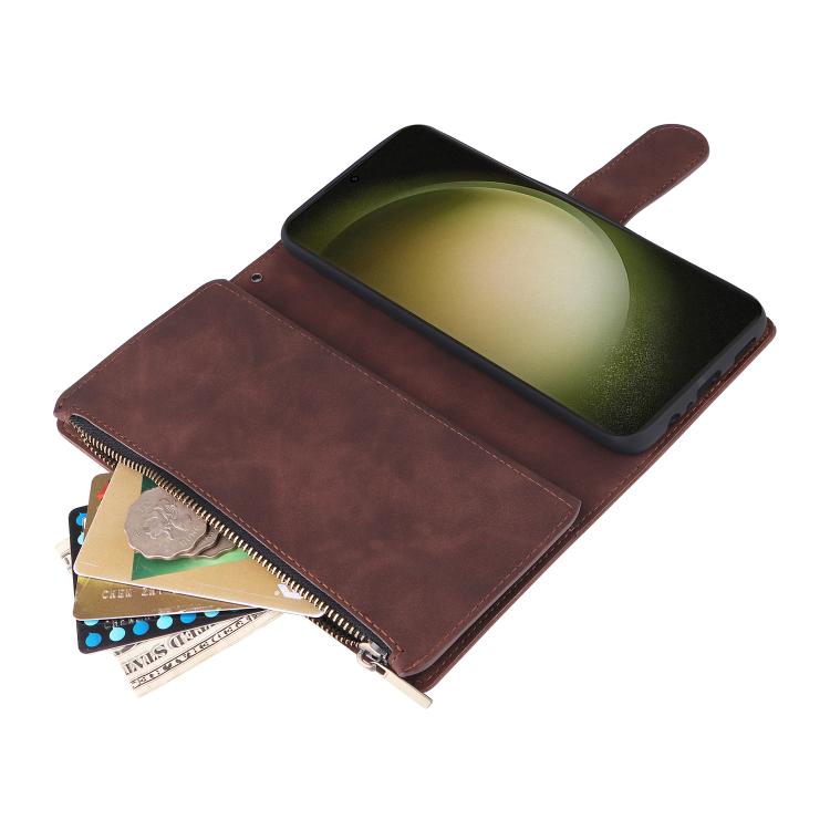 For Galaxy S23 FE 5G Multifunctional Frosted Zipper Wallet Leather Phone Case