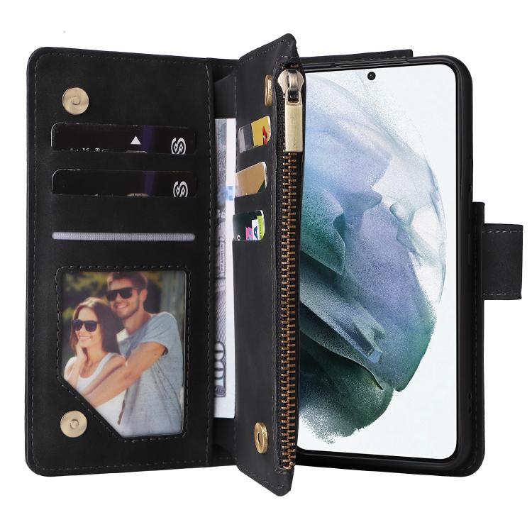 For Galaxy S22+ 5G Multifunctional Frosted Zipper Wallet Leather Phone Case