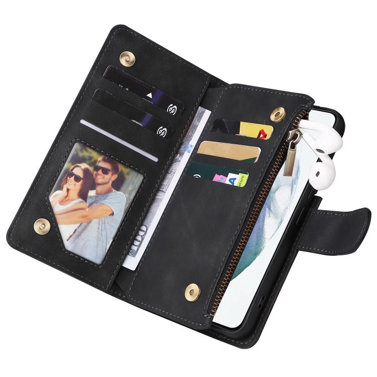 For Galaxy S22+ 5G Multifunctional Frosted Zipper Wallet Leather Phone Case