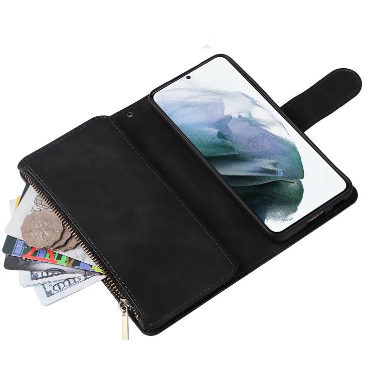 For Galaxy S22+ 5G Multifunctional Frosted Zipper Wallet Leather Phone Case