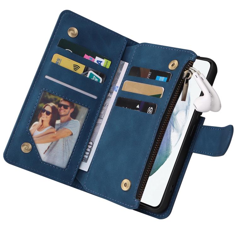 For Galaxy S22+ 5G Multifunctional Frosted Zipper Wallet Leather Phone Case