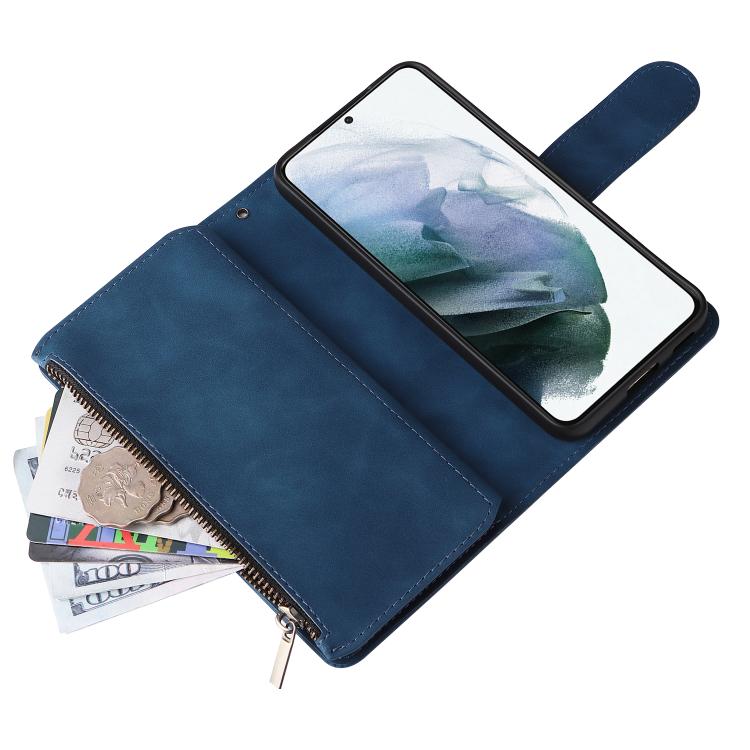 For Galaxy S22+ 5G Multifunctional Frosted Zipper Wallet Leather Phone Case
