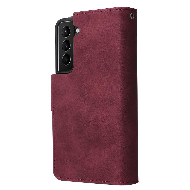 For Galaxy S22+ 5G Multifunctional Frosted Zipper Wallet Leather Phone Case