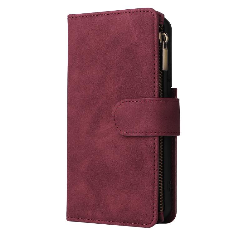 For Galaxy S22+ 5G Multifunctional Frosted Zipper Wallet Leather Phone Case