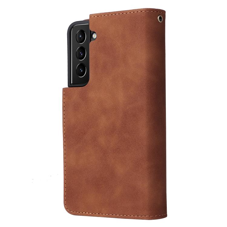 For Galaxy S22+ 5G Multifunctional Frosted Zipper Wallet Leather Phone Case
