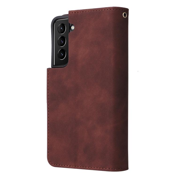 For Galaxy S22+ 5G Multifunctional Frosted Zipper Wallet Leather Phone Case