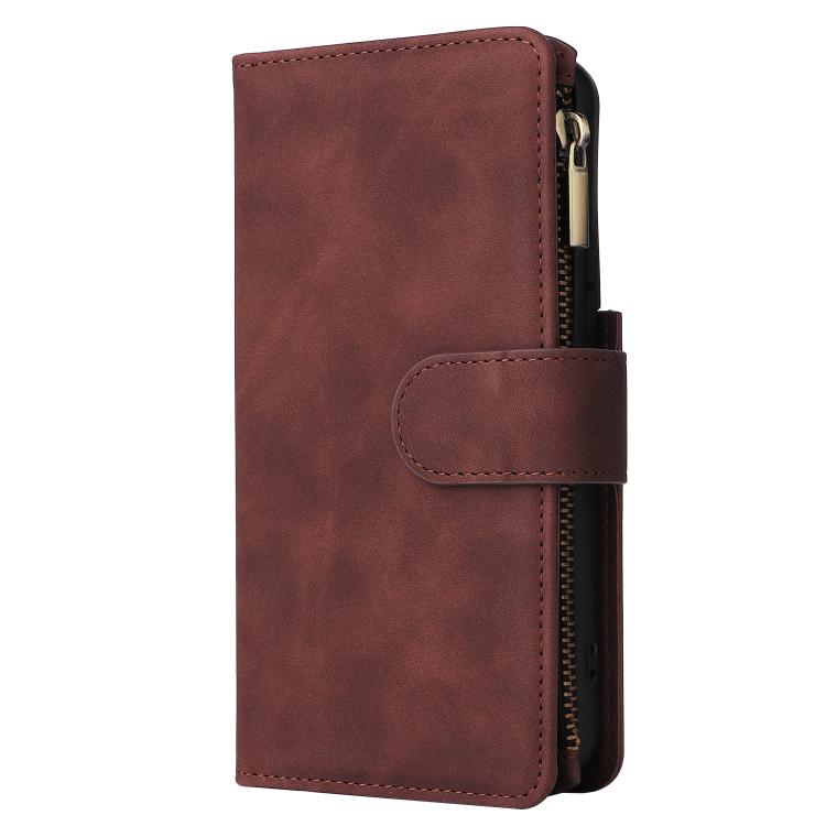 For Galaxy S22+ 5G Multifunctional Frosted Zipper Wallet Leather Phone Case