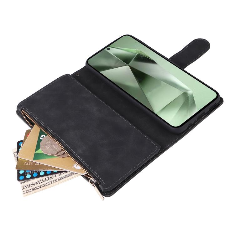 For Galaxy S25 FE 5G Multifunctional Frosted Zipper Wallet Leather Phone Case