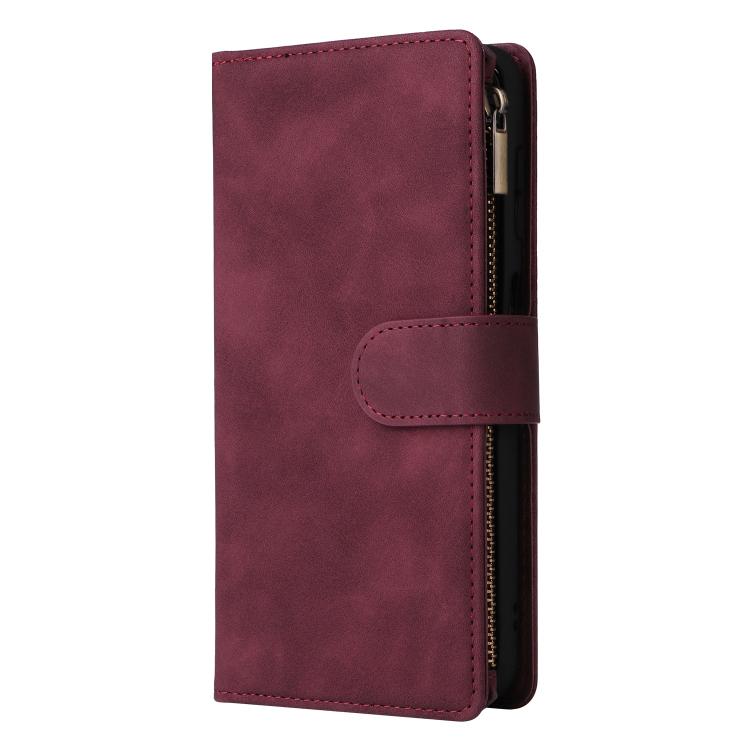 For Galaxy S25 FE 5G Multifunctional Frosted Zipper Wallet Leather Phone Case