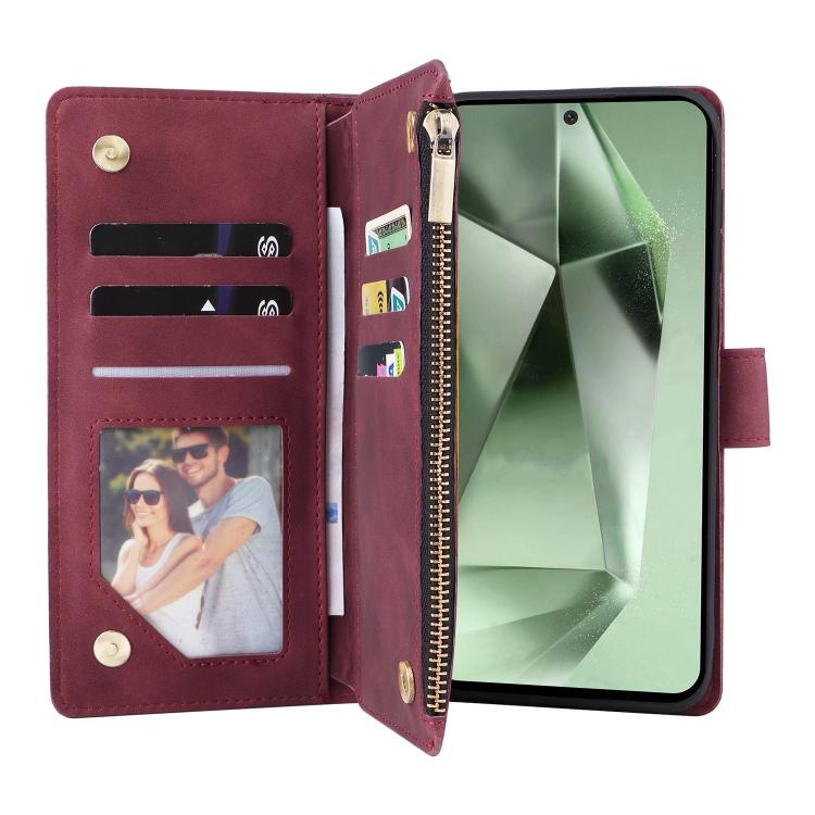 For Galaxy S25 FE 5G Multifunctional Frosted Zipper Wallet Leather Phone Case