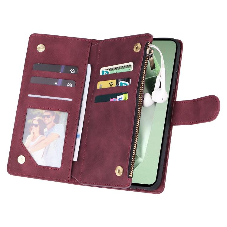 For Galaxy S25 FE 5G Multifunctional Frosted Zipper Wallet Leather Phone Case