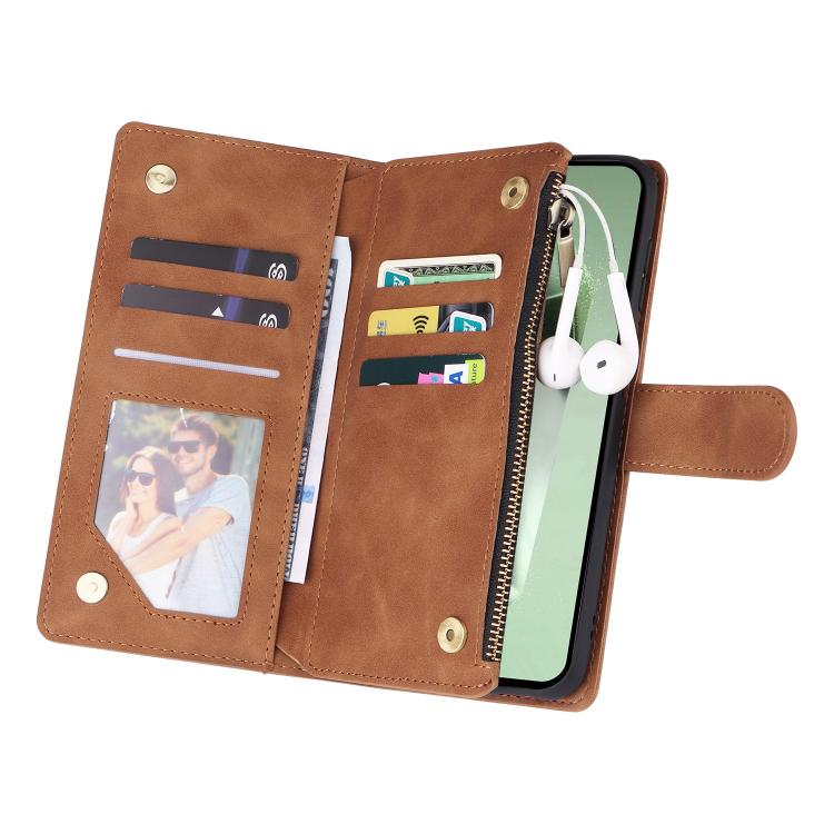 For Galaxy S25 FE 5G Multifunctional Frosted Zipper Wallet Leather Phone Case