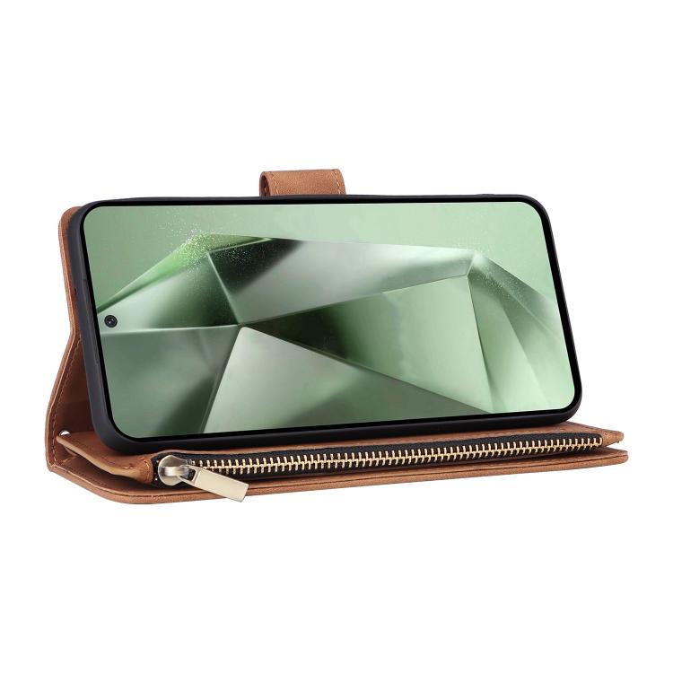 For Galaxy S25 FE 5G Multifunctional Frosted Zipper Wallet Leather Phone Case