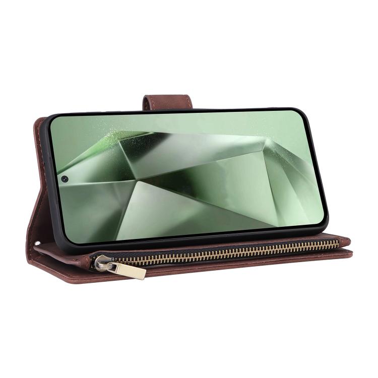 For Galaxy S25 FE 5G Multifunctional Frosted Zipper Wallet Leather Phone Case