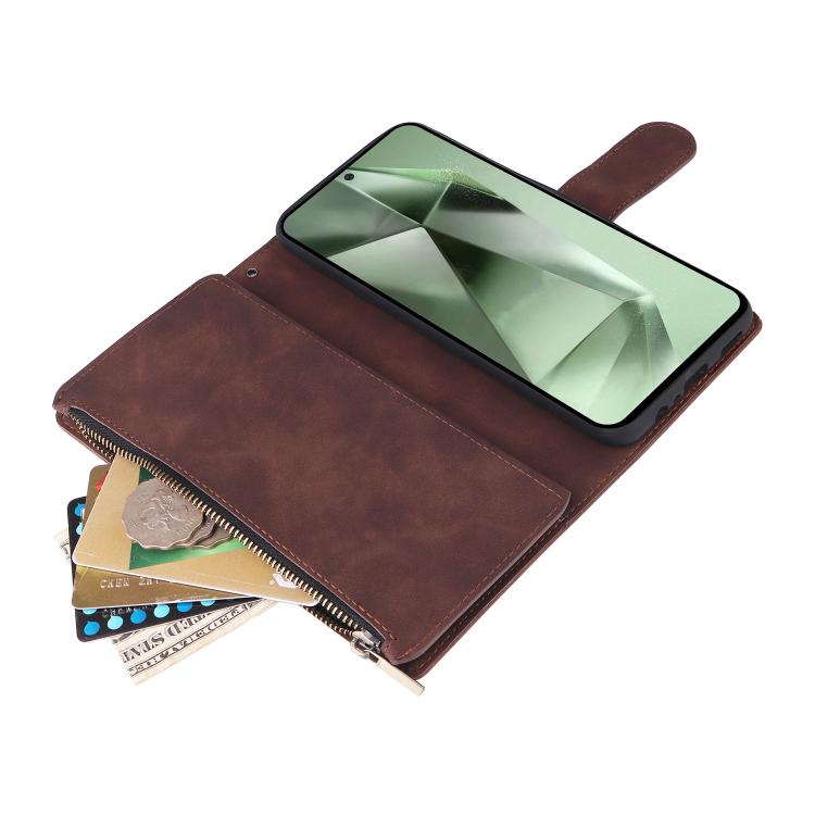 For Galaxy S25 FE 5G Multifunctional Frosted Zipper Wallet Leather Phone Case