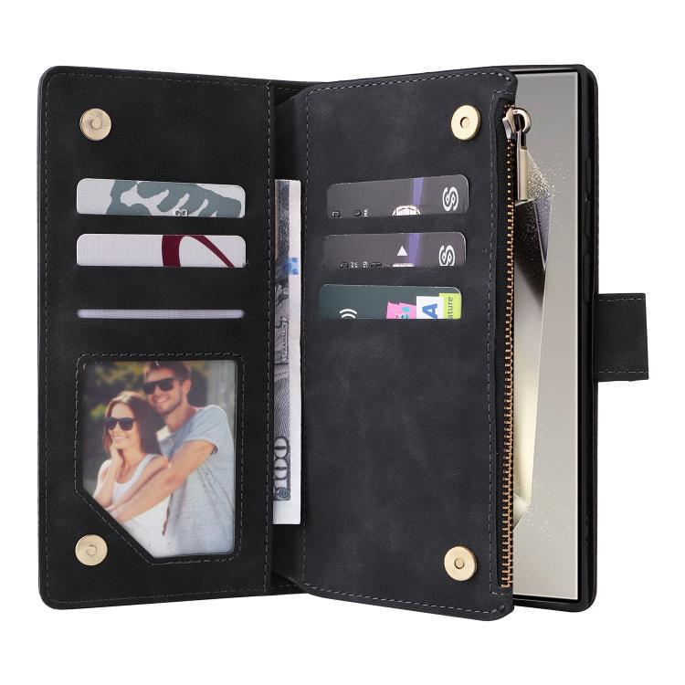 For Galaxy S26 Ultra 5G Multifunctional Frosted Zipper Wallet Leather Phone Case