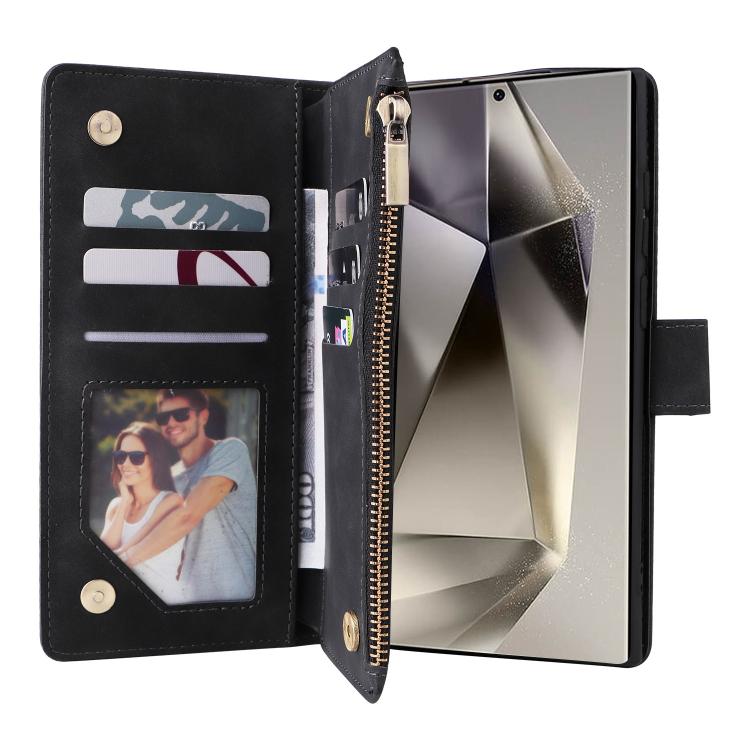 For Galaxy S26 Ultra 5G Multifunctional Frosted Zipper Wallet Leather Phone Case