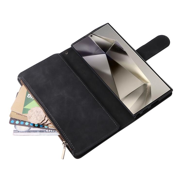 For Galaxy S26 Ultra 5G Multifunctional Frosted Zipper Wallet Leather Phone Case