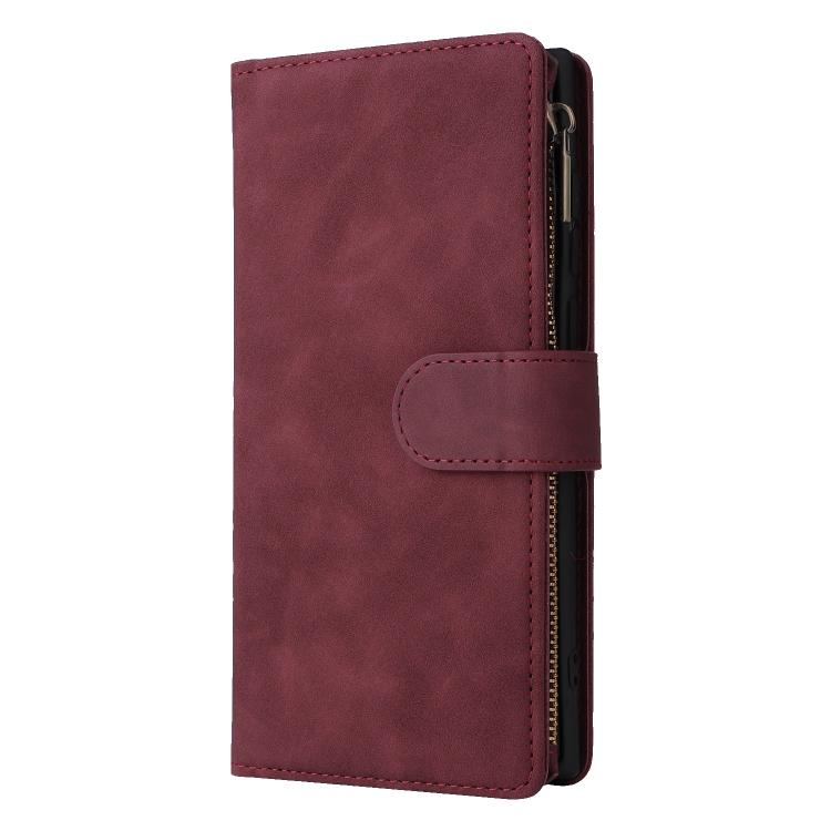 For Galaxy S26 Ultra 5G Multifunctional Frosted Zipper Wallet Leather Phone Case