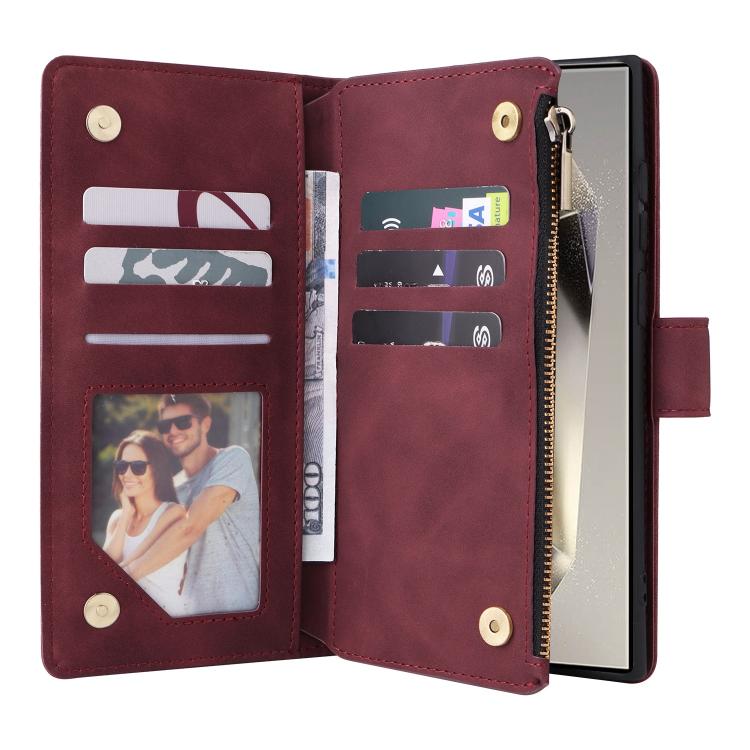 For Galaxy S26 Ultra 5G Multifunctional Frosted Zipper Wallet Leather Phone Case