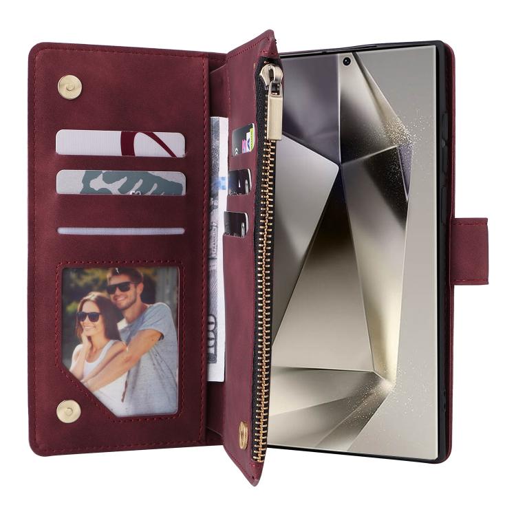 For Galaxy S26 Ultra 5G Multifunctional Frosted Zipper Wallet Leather Phone Case