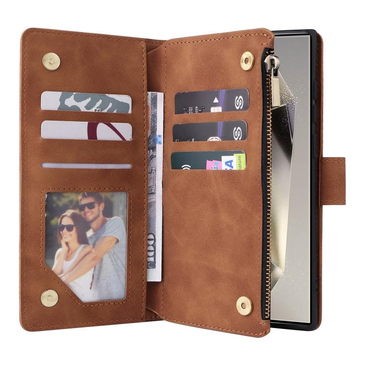 For Galaxy S26 Ultra 5G Multifunctional Frosted Zipper Wallet Leather Phone Case