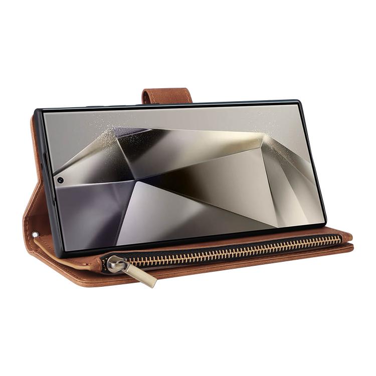 For Galaxy S26 Ultra 5G Multifunctional Frosted Zipper Wallet Leather Phone Case