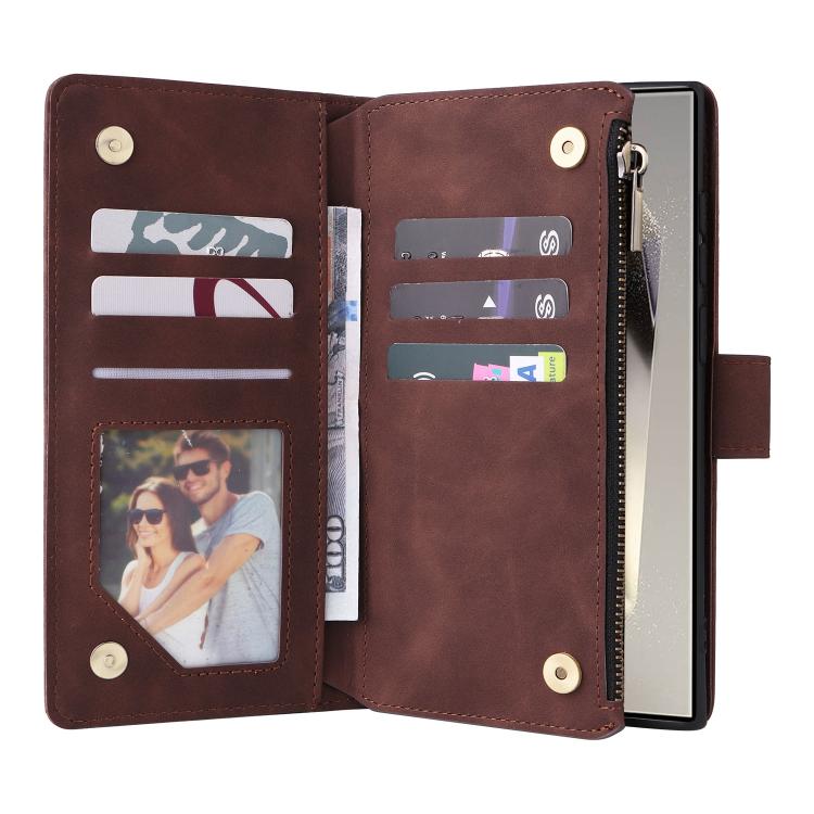 For Galaxy S26 Ultra 5G Multifunctional Frosted Zipper Wallet Leather Phone Case
