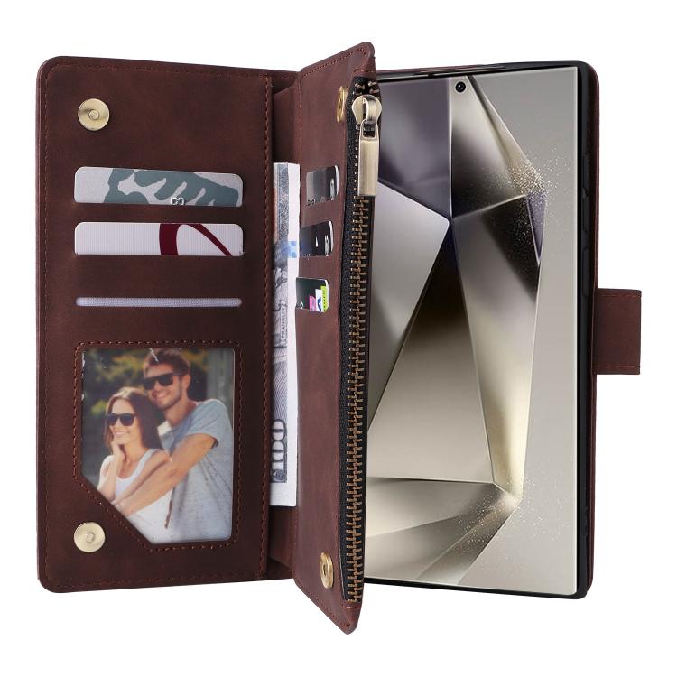 For Galaxy S26 Ultra 5G Multifunctional Frosted Zipper Wallet Leather Phone Case
