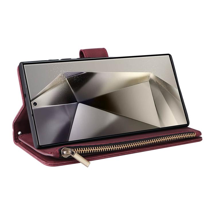For Galaxy S26 Ultra 5G Multifunctional Frosted Zipper Wallet Leather Phone Case