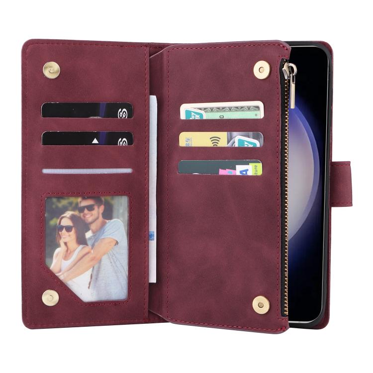 For Galaxy S26 5G Multifunctional Frosted Zipper Wallet Leather Phone Case